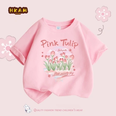 Áo thun bé gái 100% Cotton mềm mại thoáng khí, in hoa Tulip - Giá chỉ 89.000₫