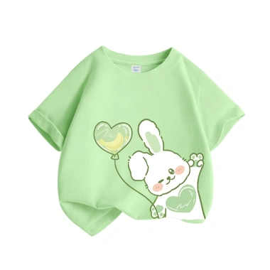 Áo thun bé gái 100% cotton ngắn tay in họa tiết thỏ, bóng hoa - Giá 89.000đ