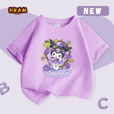 Áo thun bé gái 100% cotton ngắn tay in Kuromi - mềm mại, thoáng khí, chỉ 89.000đ