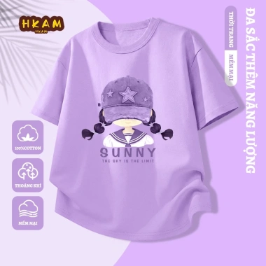 Áo thun bé gái 100% Cotton ngắn tay mềm mại thoáng khí - Giá chỉ 89.000₫