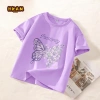 Áo thun bé gái 100% Cotton ngắn tay mềm mại, thoáng khí, in hình bướm - 89.000₫