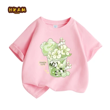 Áo thun bé gái 100% Cotton ngắn tay mềm mại thoáng khí, in hoa trái cây - 89.000₫