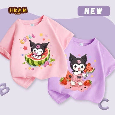 Áo thun bé gái 100% cotton ngắn tay mềm mại thoáng khí in Kuromi - Giá chỉ 89.000đ