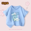 Áo thun bé gái 100% Cotton ngắn tay thời trang viền nấm, in hình chú chó con việt quất - 129.600₫