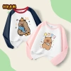 Áo Thun Bé Gái 100% Cotton Raglan Dài Tay Thời Trang Capybara In Unisex Giá 120k