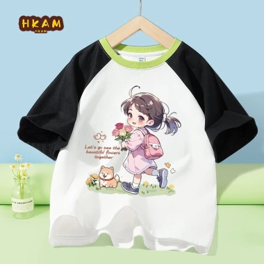 Áo Thun Bé Gái 100% Cotton Raglan Thoáng Khí Mềm Mại Giá 129.600 VNĐ