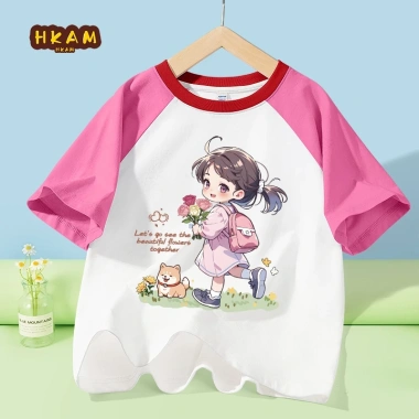 Áo Thun Bé Gái 100% Cotton Raglan Thoáng Khí Mềm Mại Giá 129.600 VNĐ
