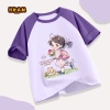 Áo Thun Bé Gái 100% Cotton Raglan Thoáng Khí Mềm Mại In Hình Cô Gái Dễ Thương 8