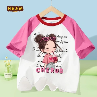 Áo Thun Bé Gái 100% Cotton Raglan Thời Trang, Thoáng Khí, Mềm Mại - Giá 129.600 VND