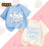 Áo thun bé gái 100% cotton thời trang giản dị, in hình thỏ đáng yêu, ngắn tay - Giá chỉ 85.000₫