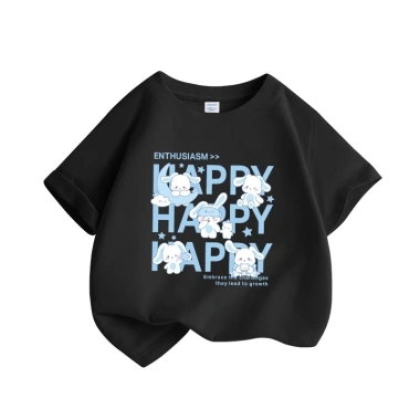 Áo thun bé gái 100% cotton thời trang giản dị, in hình thỏ đáng yêu, ngắn tay - Giá chỉ 85.000₫