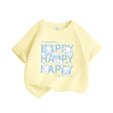 Áo thun bé gái 100% cotton thời trang giản dị, in hình thỏ đáng yêu, ngắn tay - Giá chỉ 85.000₫