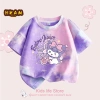 Áo thun bé gái 100% cotton tie-dye họa chú thỏ, ngắn tay, giá 129.600₫