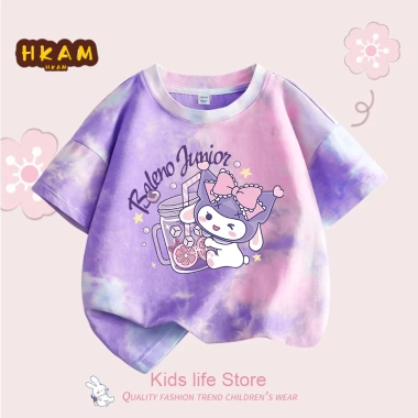 Áo thun bé gái 100% cotton tie-dye họa chú thỏ, ngắn tay, giá 129.600₫