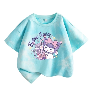 Áo thun bé gái 100% cotton tie-dye họa chú thỏ, ngắn tay, giá 129.600₫
