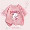 Áo thun bé gái 100% cotton tie-dye ngắn tay in hình thỏ dễ thương giá 120.000₫