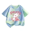 Áo thun bé gái 100% cotton tie-dye ngắn tay in hình thỏ dễ thương giá 120.000₫ 5