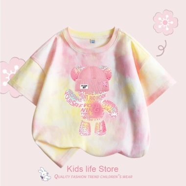 Áo thun bé gái 100% cotton Tie-Dye ngắn tay thời trang trẻ em giá 120.000đ