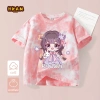 Áo thun bé gái 100% Cotton Tie-Dye thời trang trẻ em ngắn tay in hình - giá 120.000 VND 6