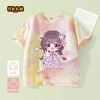 Áo thun bé gái 100% Cotton Tie-Dye thời trang trẻ em ngắn tay in hình - giá 120.000 VND 7