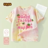 Áo thun bé gái 100% Cotton Tie‑Dye ngắn tay thời trang trẻ em hình dâu tây - chỉ 120.000₫ 6