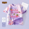 Áo thun bé gái 100% Cotton Tie‑Dye ngắn tay thời trang trẻ em hình dâu tây - chỉ 120.000₫ 7
