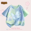 Áo thun bé gái 100% Cotton Tie‑Dye thời trang ngắn tay in bướm – giá ưu đãi 120.000₫