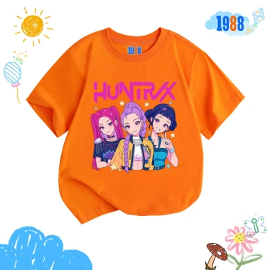Áo thun bé gái 1.988 Huntrix KPop Demon Hunters, cotton cổ tròn, in hình sắc nét, mã Hun02 – giảm còn 90.000₫