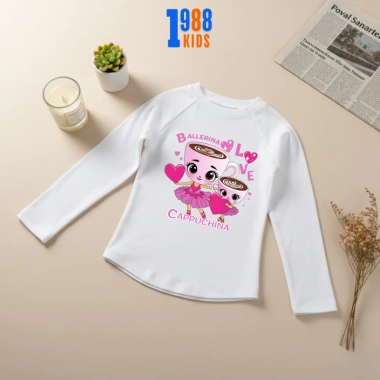 Áo Thun Bé Gái 1.988Kids Tay Dài Raglan Ballerina Cappuchina Cotton 15-38kg 96.000 10