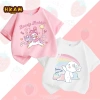 Áo thun bé gái 2.024 ngắn tay trẻ em in hình thỏ cầu vồng, mềm thoải, giá 89.000 VNĐ