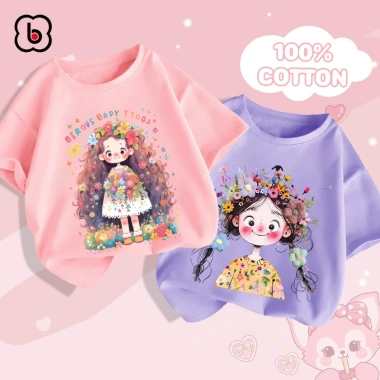 Áo thun bé gái BabyloveGO cổ tròn cotton mềm nhẹ thoáng mát cho bé 1-10 tuổi 5