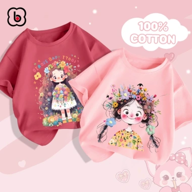 Áo thun bé gái BabyloveGO cổ tròn cotton mềm nhẹ thoáng mát cho bé 1-10 tuổi 8