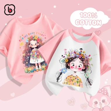 Áo thun bé gái BabyloveGO cổ tròn cotton mềm nhẹ thoáng mát cho bé 1-10 tuổi 9