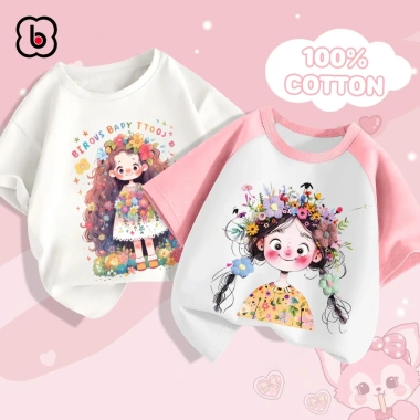 Áo thun bé gái BabyloveGO cổ tròn cotton mềm nhẹ thoáng mát cho bé 1-10 tuổi 10