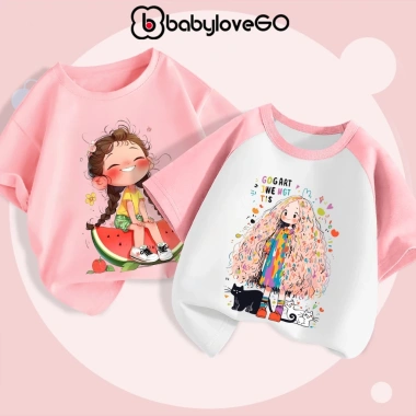 Áo thun bé gái BabyloveGO cotton mềm nhẹ, thoáng mát, 1‑10 tuổi, giảm còn 89.000đ