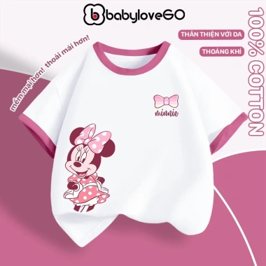 Áo thun bé gái BabyloveGO Disney cộc tay cổ tròn cotton thoáng mát 10‑40kg 119.000đ