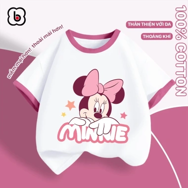 Áo thun bé gái BabyloveGO Disney cộc tay cổ tròn cotton thoáng mát 10‑40kg 119.000đ 2