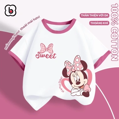Áo thun bé gái BabyloveGO Disney cộc tay cổ tròn cotton thoáng mát 10‑40kg 119.000đ 3