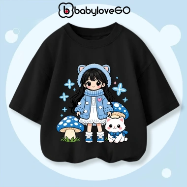 Áo thun bé gái BabyloveGO tay lỡ form rộng, in hình độc đáo, cotton mềm mịn, thấm hút mồ hôi chỉ 89.250đ