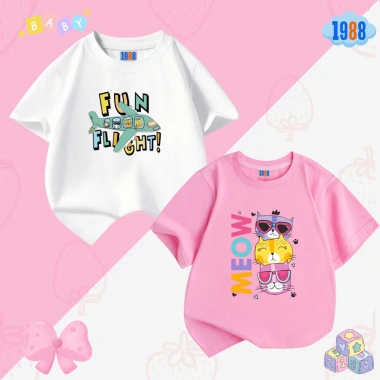 Áo thun bé gái cộc tay cotton co giãn 4 chiều, hình siêu dễ thương, size 15‑40kg, giảm giá 108.000₫ 7