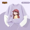 Áo Thun Bé Gái Cotton 100% Dài Tay - Mềm Mại, Thoáng Khí, In Hình Cô Gái Dễ Thương 120k