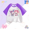 Áo thun bé gái cotton tay tím in Kuromi & Mylody, size 15‑40kg, giá 90k 6