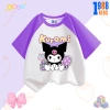 Áo thun bé gái cotton tay tím in Kuromi & Mylody, size 15‑40kg, giá 90k 9