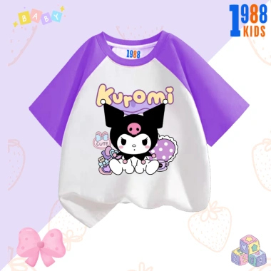 Áo thun bé gái cotton tay tím in Kuromi & Mylody, size 15‑40kg, giá 90k 9 Áo thun bé gái cotton tay tím in Kuromi & Mylody, size 15‑40kg, giá 90k 9