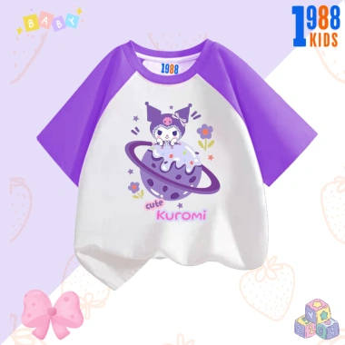 Áo thun bé gái cotton tay tím in Kuromi & Mylody, size 15‑40kg, giá 90k 10 Áo thun bé gái cotton tay tím in Kuromi & Mylody, size 15‑40kg, giá 90k 10