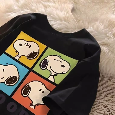 Áo Thun Bé Gái Hàng Đầu Mùa Hè Snoopy In Hình Thoáng Khí Cotton Giá 143.332đ