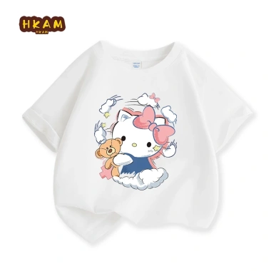 Áo thun bé gái Hello Kitty 100% cotton mềm mại thoáng khí - Giá ưu đãi 89.000đ