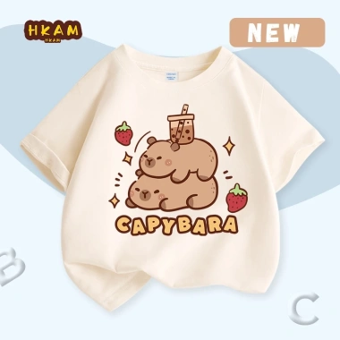 Áo thun bé gái HKAM 100% Cotton mềm mại, in hình capybara - Giá 78.673 VND