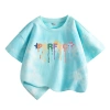 Áo thun bé gái HKAM 100% Cotton Tie-Dye thời trang trẻ em ngắn tay in màu 5