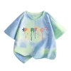Áo thun bé gái HKAM 100% Cotton Tie-Dye thời trang trẻ em ngắn tay in màu 6